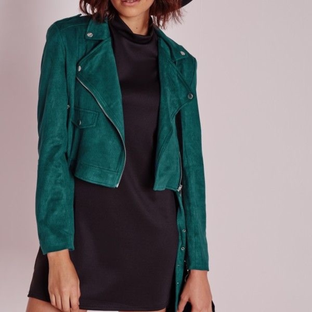 Faux suede biker jacket